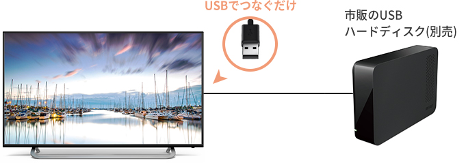 USBハードディスクで大容量録画